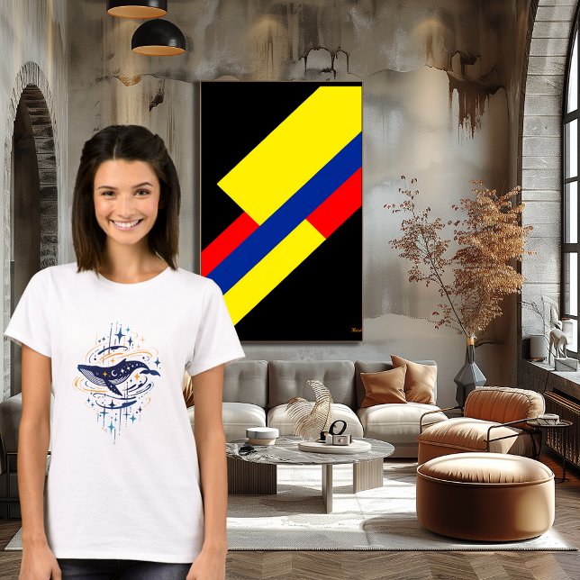 Camiseta Diseño artístico de resumen de ballenas celestes (Subido por el creador)