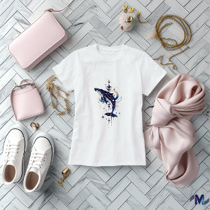 Camiseta Diseño artístico de resumen de ballenas celestes