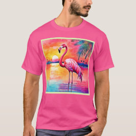 Camiseta Diseño artístico de Sunset Flamingo