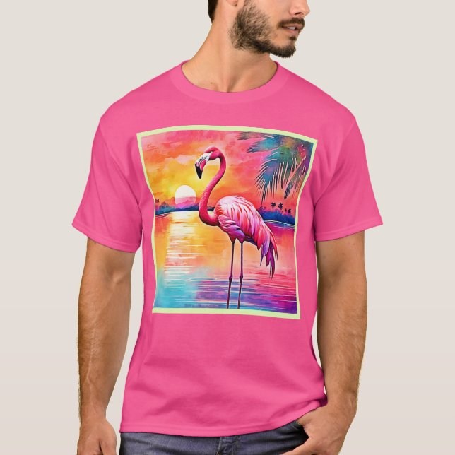 Camiseta Diseño artístico de Sunset Flamingo (Anverso)
