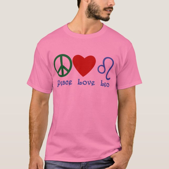 Camiseta Diseño astrológico de Leo del amor de la paz (Anverso)