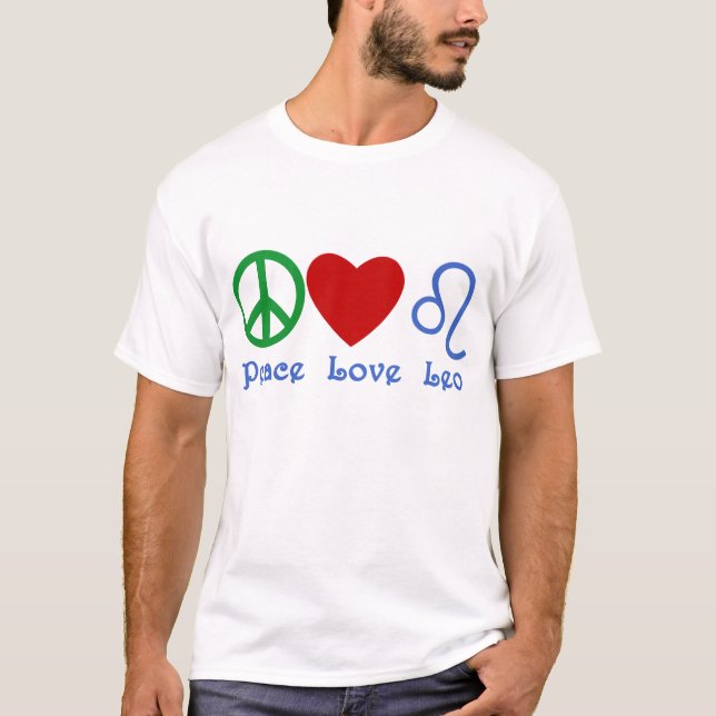 Camiseta Diseño astrológico de Leo del amor de la paz (Anverso)