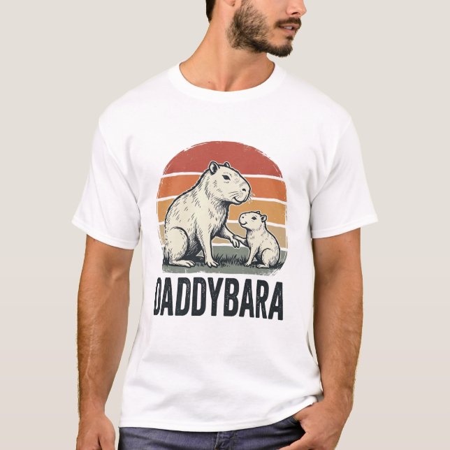 Camiseta Diseño Atardecer Vintage Capybara Daddyba (Anverso)
