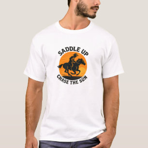Camiseta Diseño atrevido de vaquero en puesta de sol
