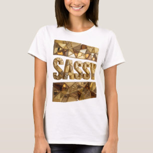 Camiseta Diseño atrevido SASSY de oro crujiente