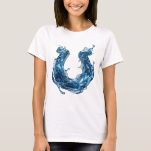 Camiseta Diseño audaz con salpicadura de AGUA azul fresco