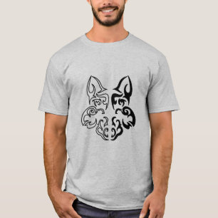 Camiseta Diseño audaz de cabeza de lobo animal negro y blan