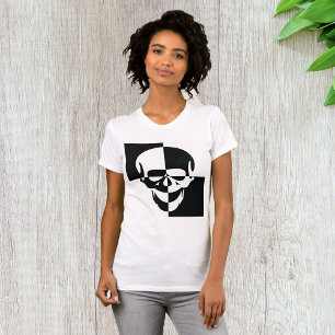 Camiseta Diseño audaz de cráneo de ilusión óptica en blanco