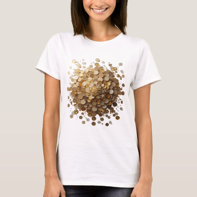 Camiseta Diseño audaz explosión de moneda dorada plata diná (Anverso)