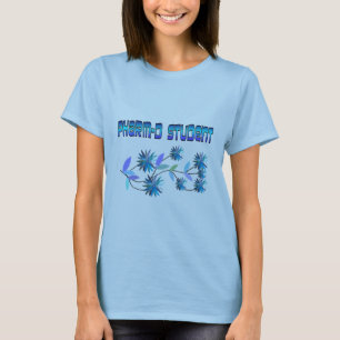 Camiseta Diseño azul de las flores del estudiante de Pharm