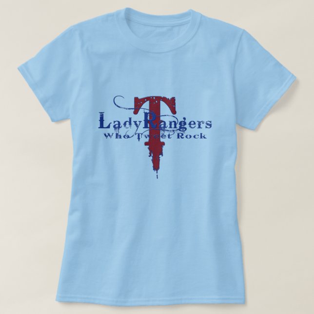 CAMISETA DISEÑO AZUL DE SEÑORA RANGERS WHO TWEET ROCK T (Diseño del anverso)