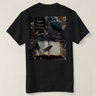 Camiseta diseño azul medianoche con cuervos posados