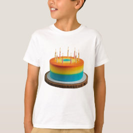 Camiseta Diseño básico de pastel de cumpleaños multicolor p