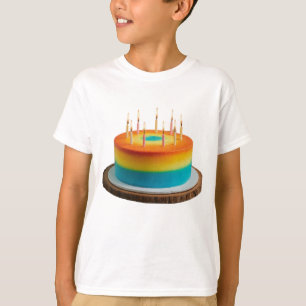 Camiseta Diseño básico de pastel de cumpleaños multicolor p
