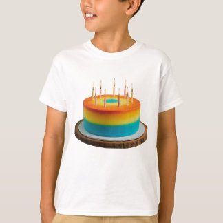 Camiseta Diseño básico de pastel de cumpleaños multicolor p
