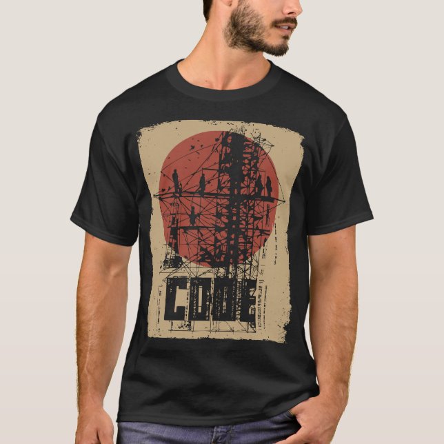 Camiseta Diseño binario de código industrial tecnológico br (Anverso)