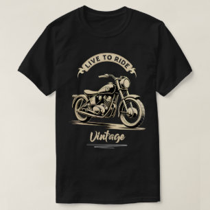 Camiseta diseño blanco de motocicleta vintage