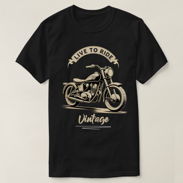 Camiseta diseño blanco de motocicleta vintage (Diseño del anverso)