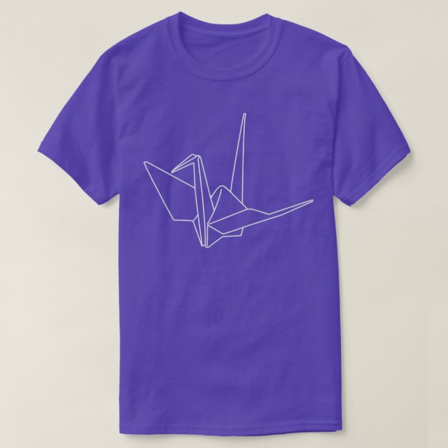 Camiseta Diseño blanco de origami de pájaro (Diseño del anverso)