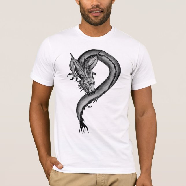 Camiseta Diseño blanco y negro de Dragon (Anverso)