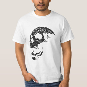 Camiseta Diseño blanco y negro del cráneo