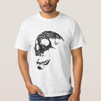 Camiseta Diseño blanco y negro del cráneo