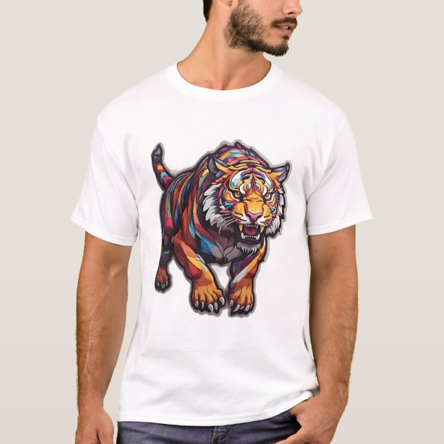 Camiseta Diseño bonito de tigre ruidoso (Anverso)