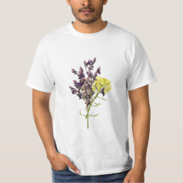 Camiseta Diseño botánico de lavanda y flor silvestre amaril