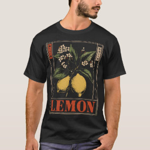 Camiseta Diseño botánico fresco de cítricos limón vintage