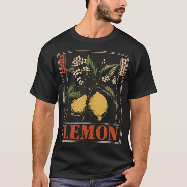 Camiseta Diseño botánico fresco de cítricos limón vintage (Anverso)
