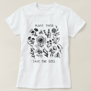 Camiseta Diseño Botánico Planta Estas Salva A Las Abejas