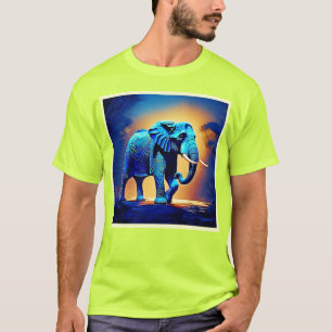 Camiseta Diseño brillante de Elefante Azul