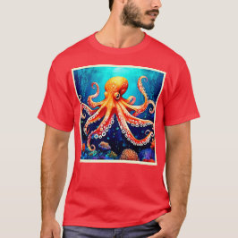 Camiseta Diseño brillante de pulpo en el mar profundo