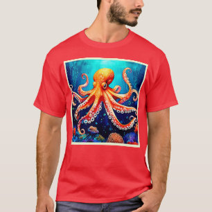 Camiseta Diseño brillante de pulpo en el mar profundo