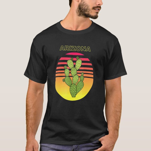 Camiseta Diseño Cactus Sunset de Arizona Spell Out (Anverso)