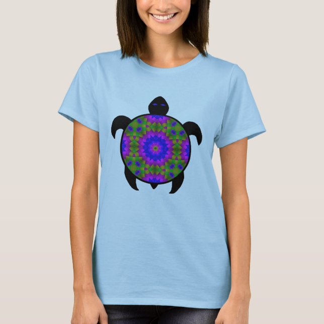 Camiseta Diseño caleidoscópico de la tortuga de la mandala (Anverso)