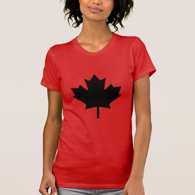 Camiseta Diseño canadiense de hojas de arce negro (Anverso)