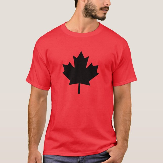 Camiseta Diseño canadiense de hojas de arce negro (Anverso)