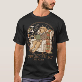 Camiseta Diseño caprichoso de golden retriever leyendo un l
