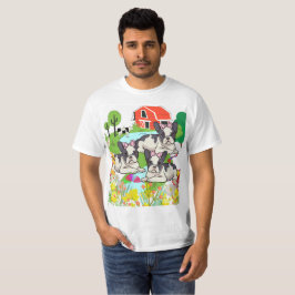 Camiseta Diseño caprichoso de perros blancos y negros