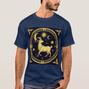 Camiseta Diseño Capricornio Zodíaco Dorado
