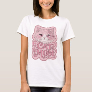 Camiseta Diseño CAT MOM rosa atrevido