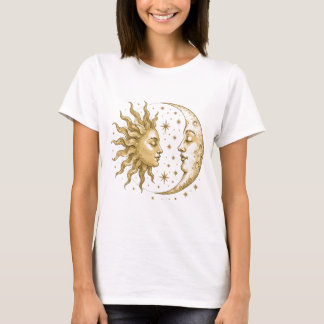Camiseta Diseño Celestial Vintage Sol Luna | Cósmico Retro