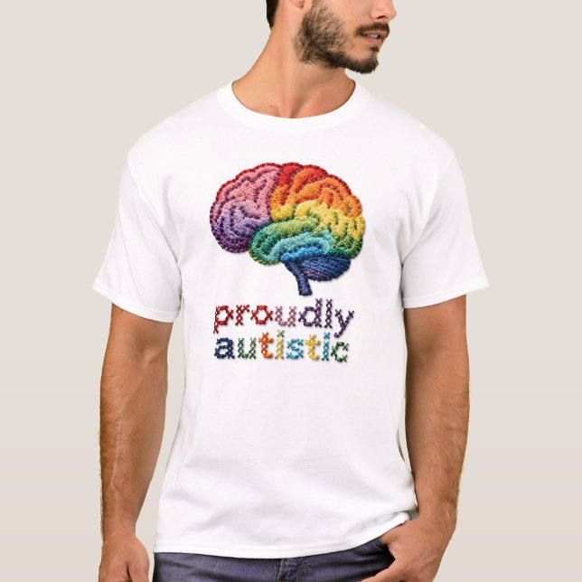 Camiseta Diseño cerebral de arcoiris con bordado orgullosam (Anverso)