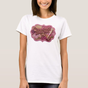 Camiseta Diseño CHAMPAGE COMES FIRST de Rosa Intenso