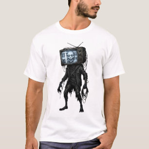 Camiseta Diseño ciberpunk de zombie televisor espeluznante