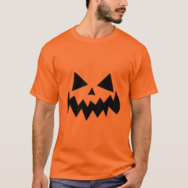 Camiseta Diseño clásico de la cara de calabaza de Halloween (Anverso)