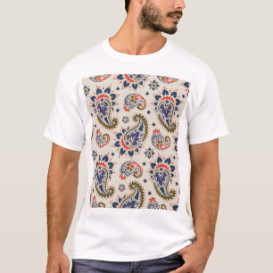 Camiseta Diseño clásico de patrón paisley sin costura.