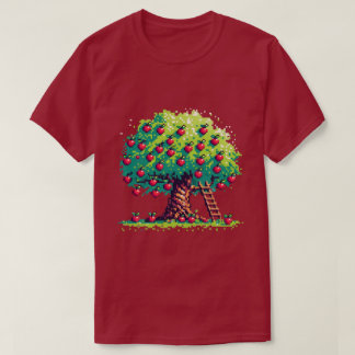 Camiseta Diseño clásico de píxeles de árbol de manzanas de 