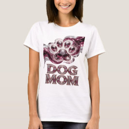 Camiseta Diseño clásico en plata DOG MOM en negrita